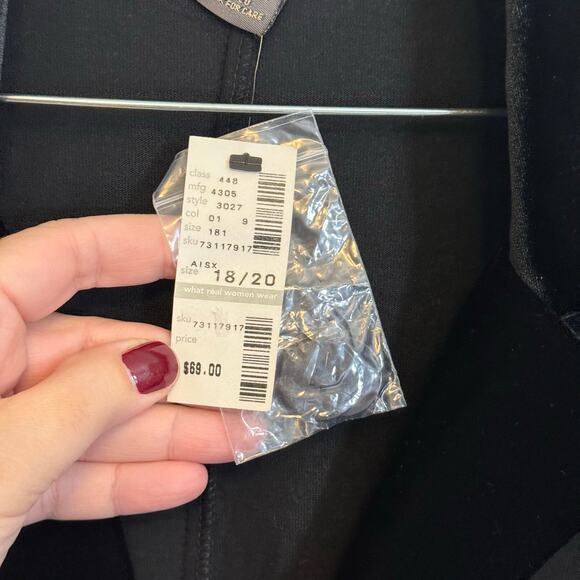 Designs & Co Lane Bryant Coat 18/20 Black Wool Velour Collar 3-Buttoned NWT USA - Picture 8 of 9